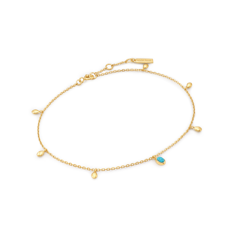 ANIA HAIE GOLD TURQUOISE DROP ANKLET